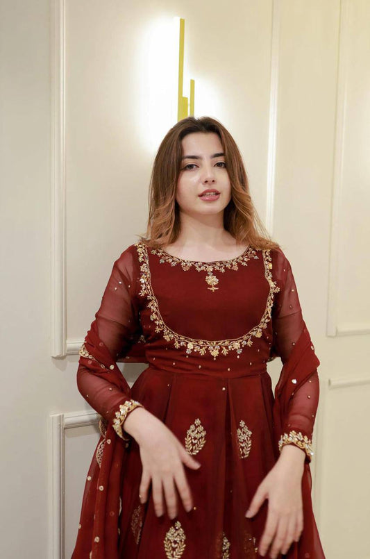 EXCLUSIVE 2 PIECE GOWN WITH DUPATTA IN SEQUENCE EMBROIDERY WORK