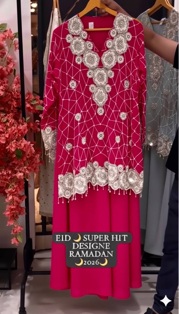 EID EXCLUSIVE AND TRENDY FOR WEDDING SEASON OUR SEQUENCE EMBROIDERY WORKED TOP, PLAZZO AND DUPATTA