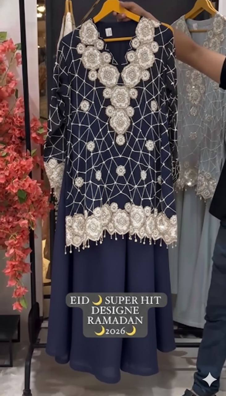 EID EXCLUSIVE AND TRENDY FOR WEDDING SEASON OUR SEQUENCE EMBROIDERY WORKED TOP, PLAZZO AND DUPATTA