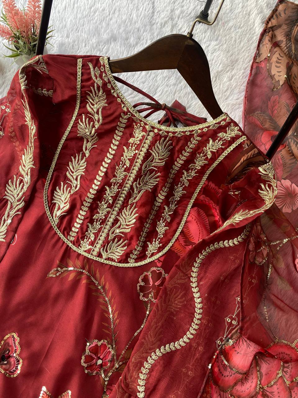 EXCLUSIVE 3 PIECE SHORT KURTI WITH SARARA PAIR WITH DUPATTA IN SEQUENCE EMBROIDERY AND REAL MIRROR WORK