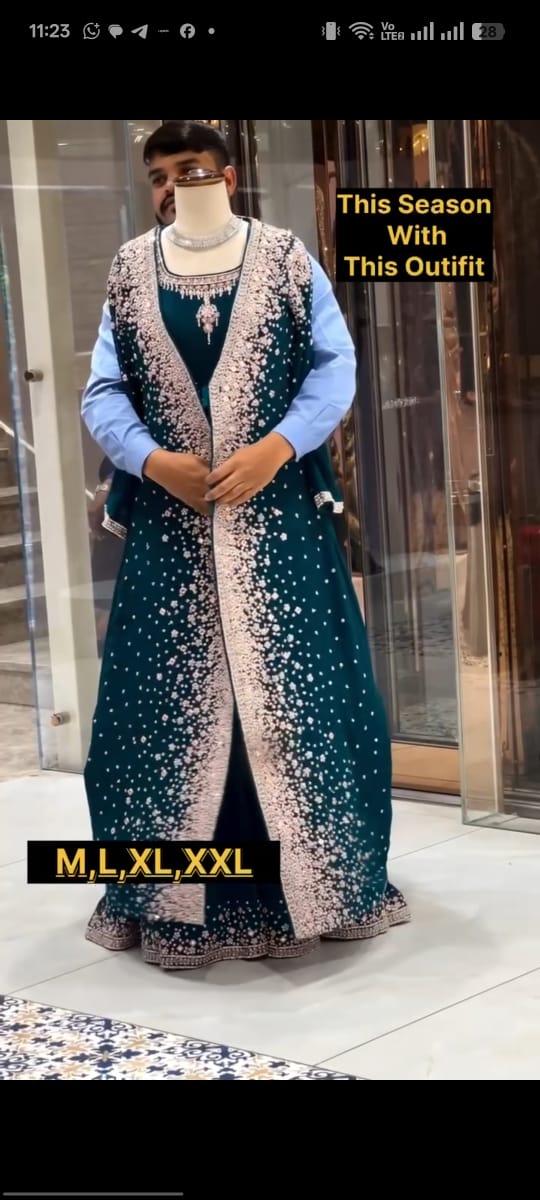 NEW SUPERHIT TRENDING FESTIVE COLLECTION GOWN, KOTI & DUPATTA SET WITH EMBROIDERY WORK & CRYSTAL STONE WORK