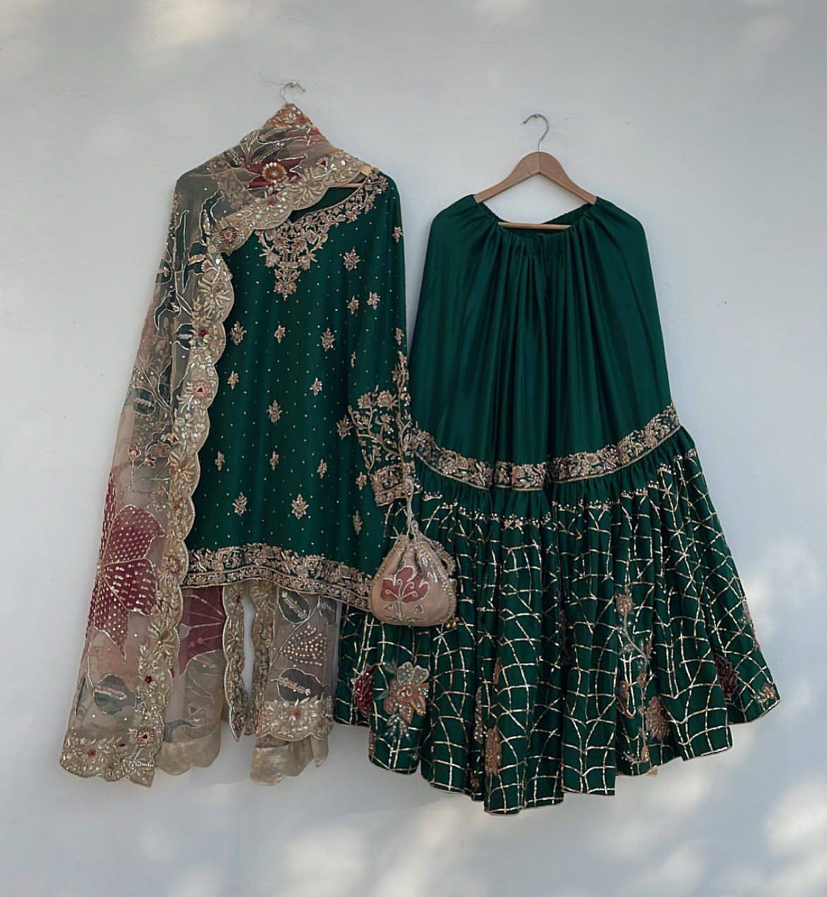 *EXCLUSIVE DESIGNER HEAVY CHINON WITH SEQUANCE EMBROIDERY WORK SUIT WITH FULL FLAIR WORK
