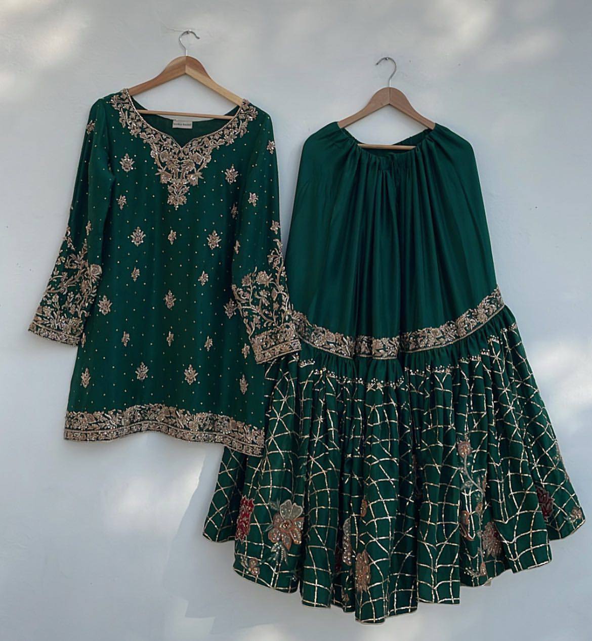 *EXCLUSIVE DESIGNER HEAVY CHINON WITH SEQUANCE EMBROIDERY WORK SUIT WITH FULL FLAIR WORK