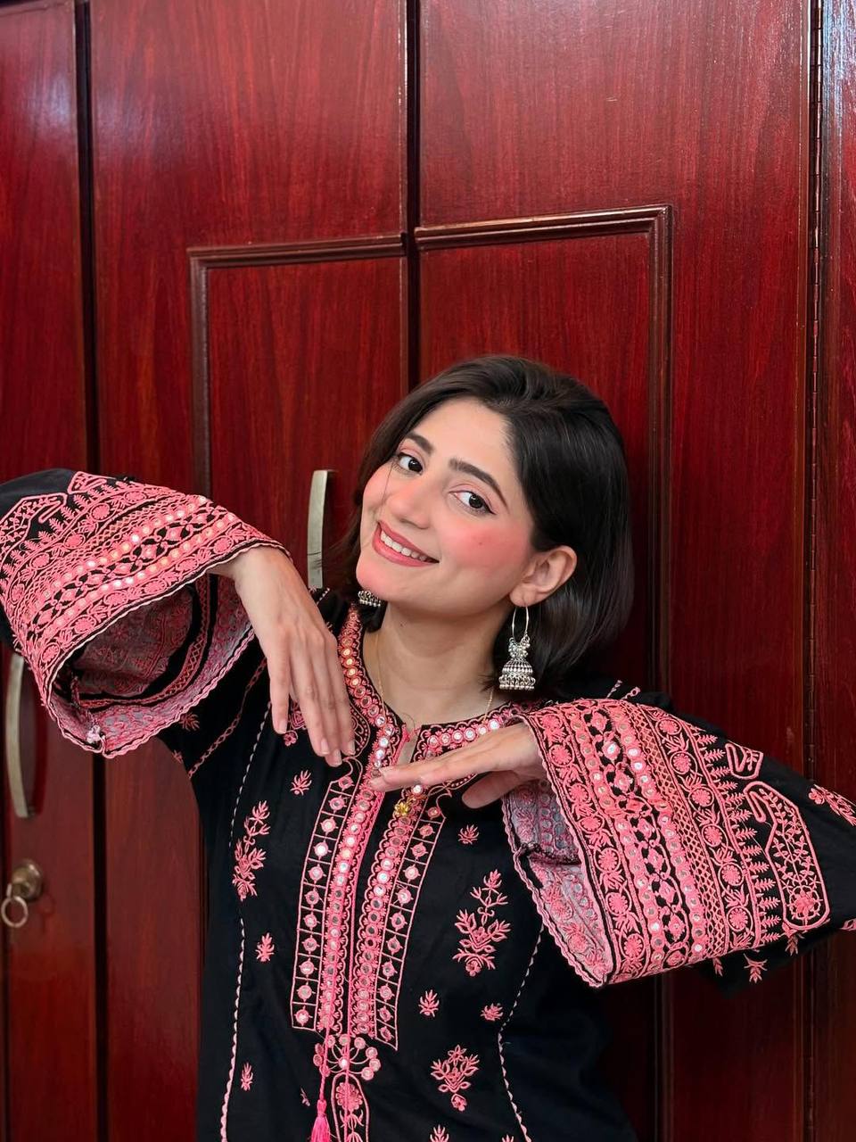 *DESIGNER WEAR EXCLUSIVE SUIT IN EMBROIDERED WITH REAL MIRROR WORKED ROMAN SILK FABRIC TOP AND PANT WITH DUPATTA PAIR*