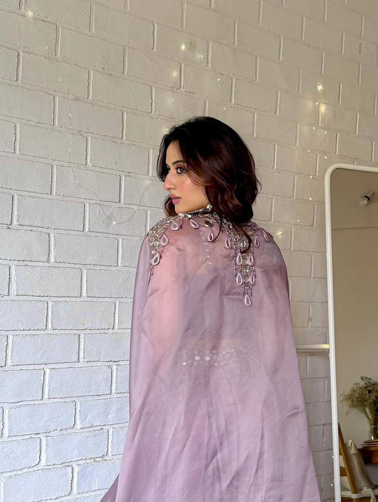 WE ARE LAUNCHING NEW SUPERHIT TRENDING DESIGNER INDO-WESTERN PATTERN WITH FULL EMBROIDERY &amp; REAL MIRROR WORK WITH FULL STITCH SHRUG, BLOUSE &amp; PLAZZO
