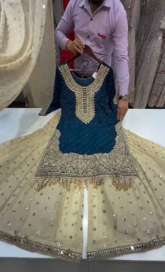 *NEW ĐĚSIGNER PARTY WEAR TOP AND PLAZZO. WITH FANCY DUPPATA AND EMBROIDERY WORK*