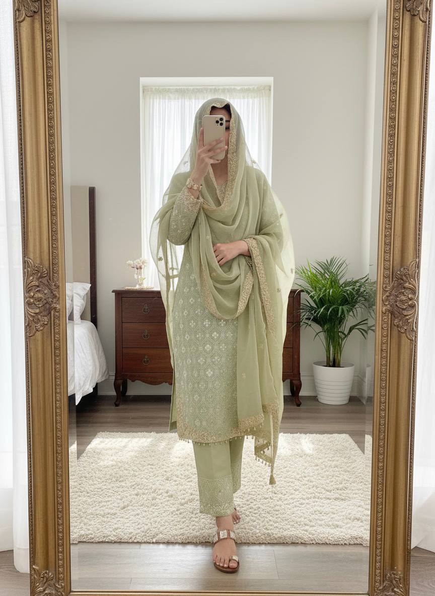 *Presenting New Designer Collection In GMY SILK With Heavy Embroidery Sequence Work Tp-Bottom And Dupatta Set Fully Stitched Ready To Wear 🔥😍🥰*