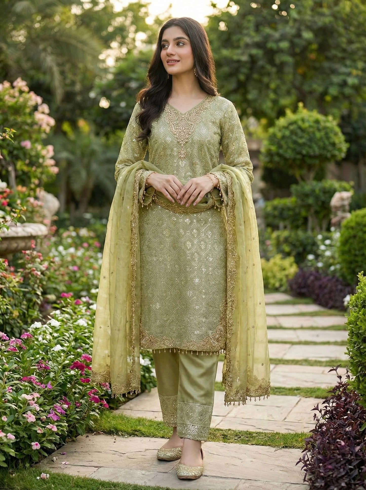 *Presenting New Designer Collection In GMY SILK With Heavy Embroidery Sequence Work Tp-Bottom And Dupatta Set Fully Stitched Ready To Wear 🔥😍🥰*
