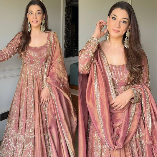 LUNCHING NEW ĐĚSIGNER PARTY WEAR LOOK  GOWN WITH LAHENGHA AND EMBROIDERY  WORK*