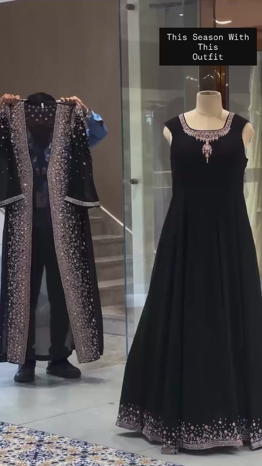 *🥻WE ARE LAUNCHING NEW SUPERHIT TRENDING FESTIVE COLLECTION GOWN, KOTI & DUPATTA SET WITH EMBROIDERY WORK & CRYSTAL STONE WORK🥻*